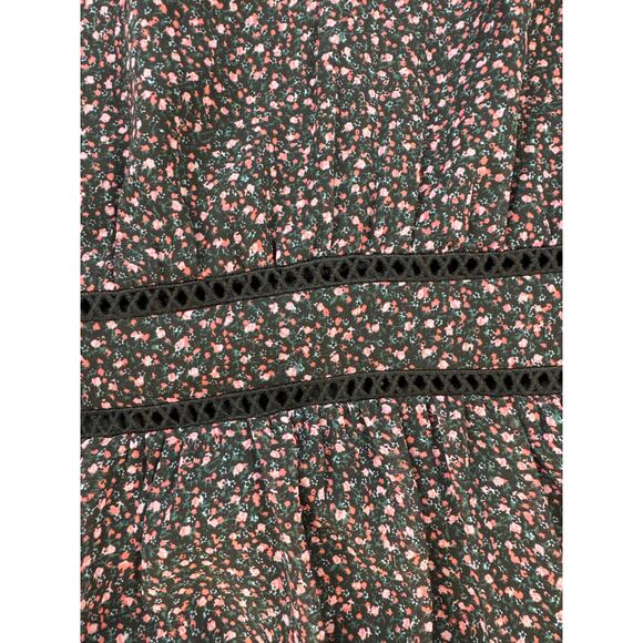 Rebecca Minkof Dress Ditsy Floral Tiered Maxi Prairie Cottagecore Black Sz Large - Picture 4 of 11